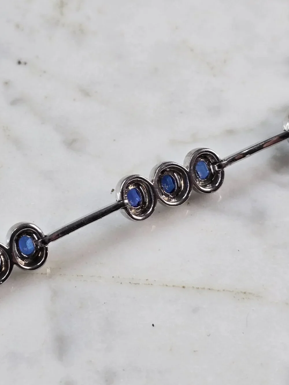 Womens Vintage Estate Sterling Silver Modernist Sapphire Bracelet 13.1g #E4181